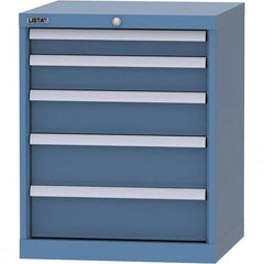LISTA - 5 Drawer, 84 Compartment Bright Blue Steel Modular Storage Cabinet - Exact Tooling