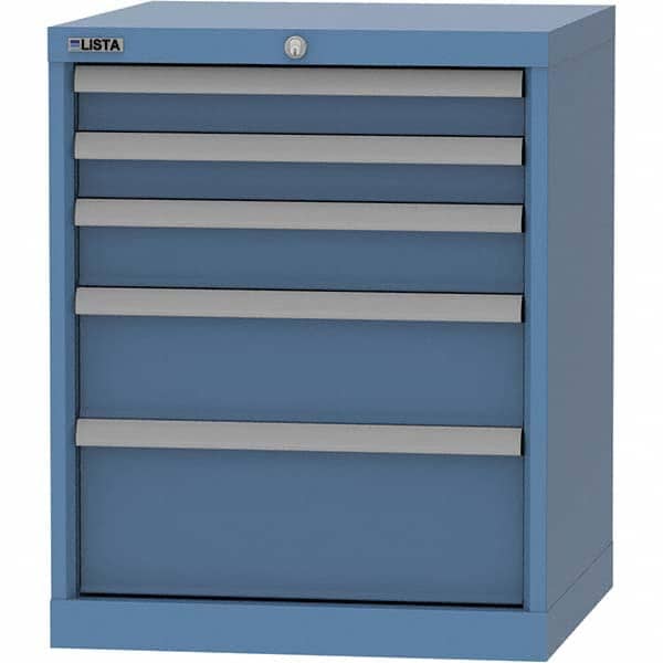 LISTA - 5 Drawer, 84 Compartment Bright Blue Steel Modular Storage Cabinet - Exact Tooling