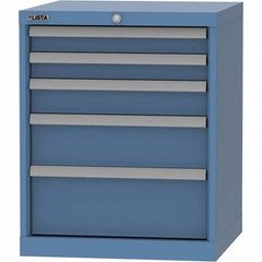 LISTA - 5 Drawer, 84 Compartment Bright Blue Steel Modular Storage Cabinet - Exact Tooling