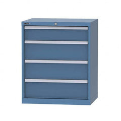 LISTA - 4 Drawer, 124 Compartment Bright Blue Steel Modular Storage Cabinet - Exact Tooling