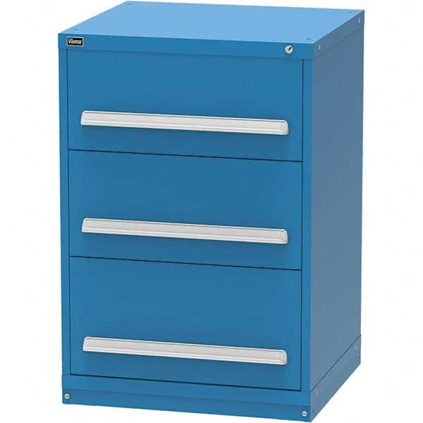 Vidmar - 3 Drawer, 124 Compartment Bright Blue Steel Modular Storage Cabinet - Exact Tooling