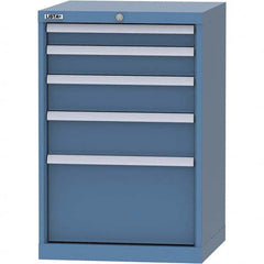LISTA - 5 Drawer, 84 Compartment Bright Blue Steel Modular Storage Cabinet - Exact Tooling