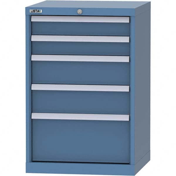 LISTA - 5 Drawer, 84 Compartment Bright Blue Steel Modular Storage Cabinet - Exact Tooling