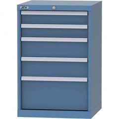 LISTA - 5 Drawer, 84 Compartment Bright Blue Steel Modular Storage Cabinet - Exact Tooling