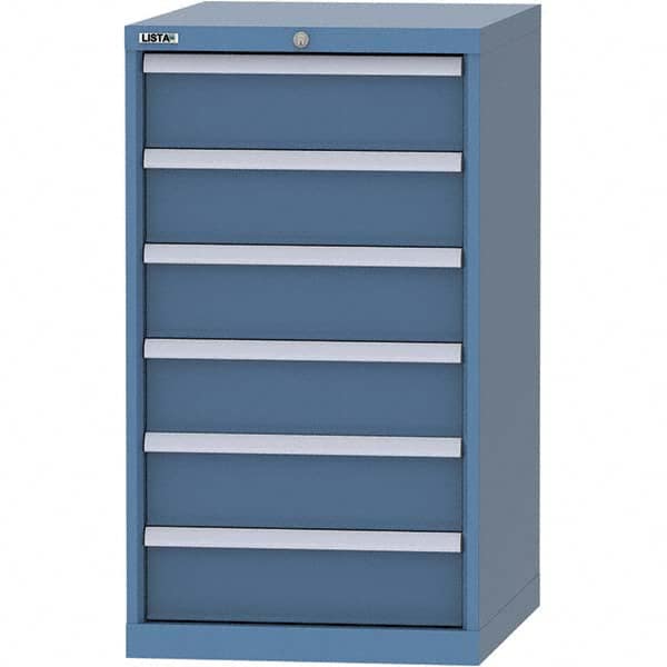 LISTA - 6 Drawer, 99 Compartment Bright Blue Steel Modular Storage Cabinet - Exact Tooling