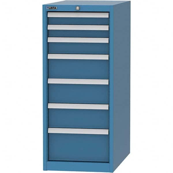 LISTA - 7 Drawer, 45 Compartment Bright Blue Steel Modular Storage Cabinet - Exact Tooling