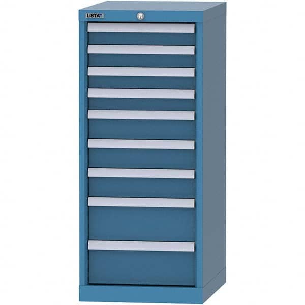 LISTA - 9 Drawer, 216 Compartment Bright Blue Steel Modular Storage Cabinet - Exact Tooling