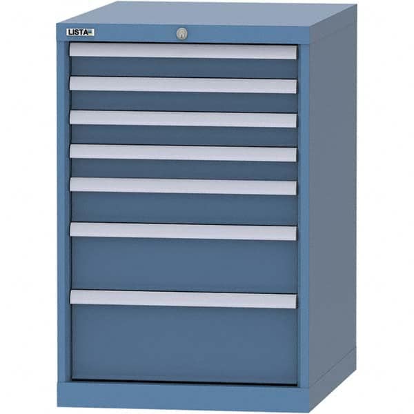 LISTA - 7 Drawer, 99 Compartment Bright Blue Steel Modular Storage Cabinet - Exact Tooling