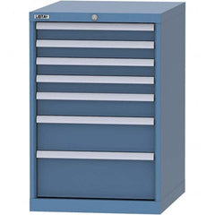 LISTA - 7 Drawer, 99 Compartment Bright Blue Steel Modular Storage Cabinet - Exact Tooling