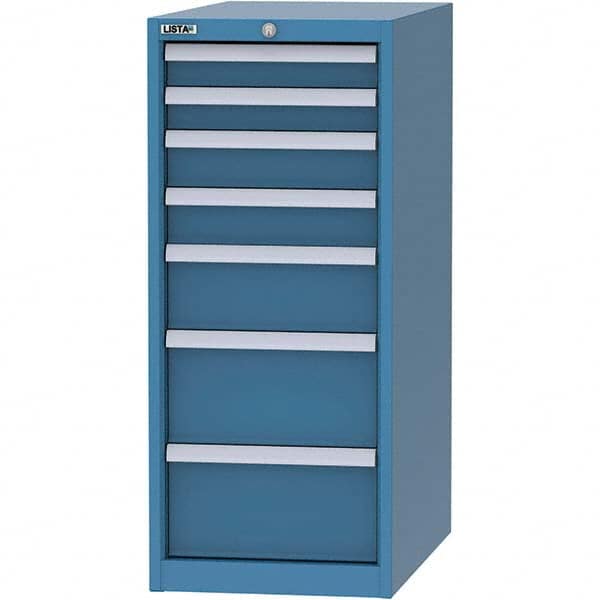 LISTA - 7 Drawer, 45 Compartment Bright Blue Steel Modular Storage Cabinet - Exact Tooling