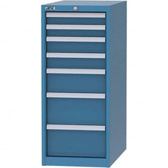 LISTA - 7 Drawer, 45 Compartment Bright Blue Steel Modular Storage Cabinet - Exact Tooling