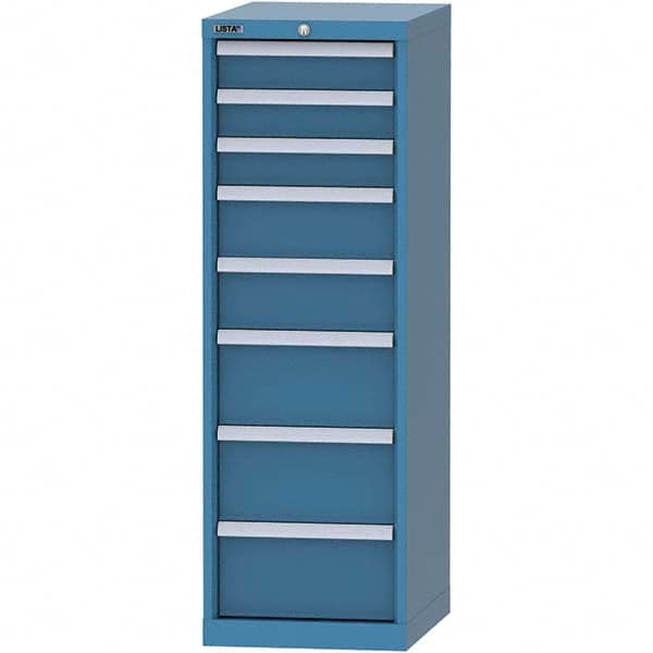 LISTA - 8 Drawer, 216 Compartment Bright Blue Steel Modular Storage Cabinet - Exact Tooling