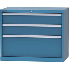 LISTA - 3 Drawer, 84 Compartment Bright Blue Steel Modular Storage Cabinet - Exact Tooling