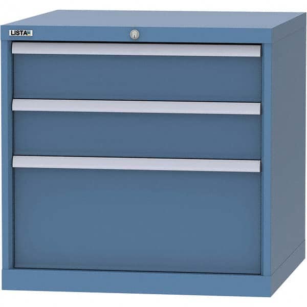 LISTA - 3 Drawer, 45 Compartment Bright Blue Steel Modular Storage Cabinet - Exact Tooling