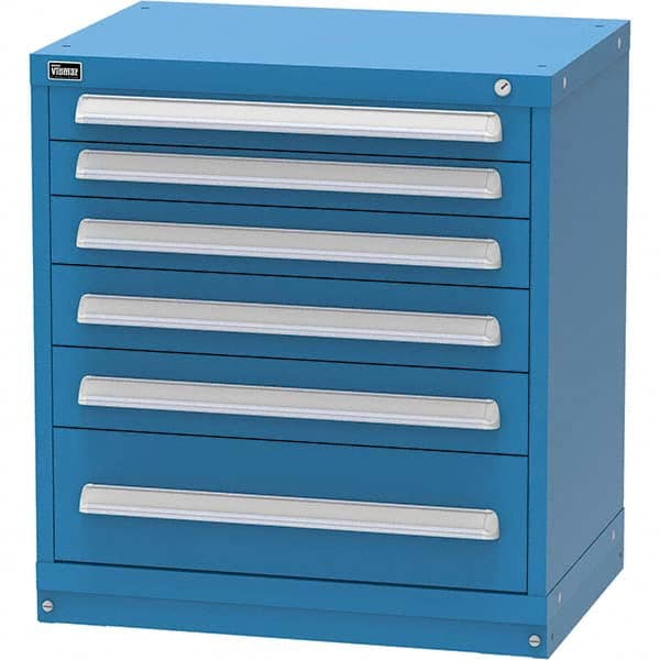 Vidmar - 6 Drawer, 45 Compartment Bright Blue Steel Modular Storage Cabinet - Exact Tooling