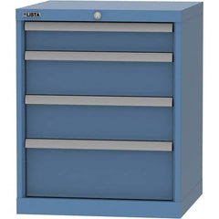 LISTA - 4 Drawer, 84 Compartment Bright Blue Steel Modular Storage Cabinet - Exact Tooling