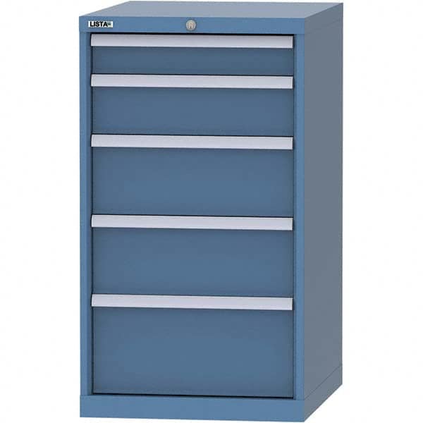 LISTA - 5 Drawer, 99 Compartment Bright Blue Steel Modular Storage Cabinet - Exact Tooling