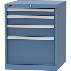 LISTA - 4 Drawer, 99 Compartment Bright Blue Steel Modular Storage Cabinet - Exact Tooling