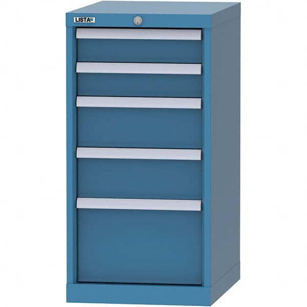 LISTA - 5 Drawer, 216 Compartment Bright Blue Steel Modular Storage Cabinet - Exact Tooling