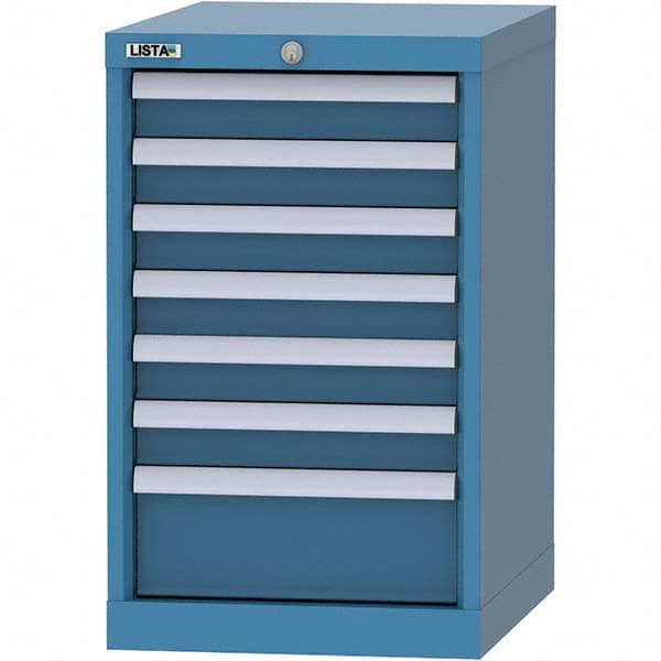 LISTA - 7 Drawer, 216 Compartment Bright Blue Steel Modular Storage Cabinet - Exact Tooling