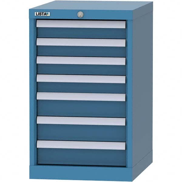 LISTA - 7 Drawer, 216 Compartment Bright Blue Steel Modular Storage Cabinet - Exact Tooling