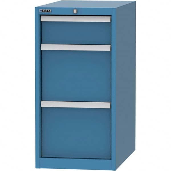LISTA - 3 Drawer, 45 Compartment Bright Blue Steel Modular Storage Cabinet - Exact Tooling