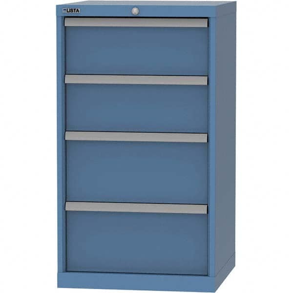 LISTA - 4 Drawer, 84 Compartment Bright Blue Steel Modular Storage Cabinet - Exact Tooling