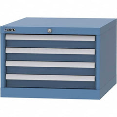 LISTA - 4 Drawer, 99 Compartment Bright Blue Steel Modular Storage Cabinet - Exact Tooling