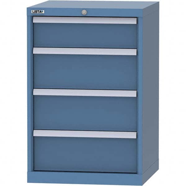 LISTA - 4 Drawer, 84 Compartment Bright Blue Steel Modular Storage Cabinet - Exact Tooling