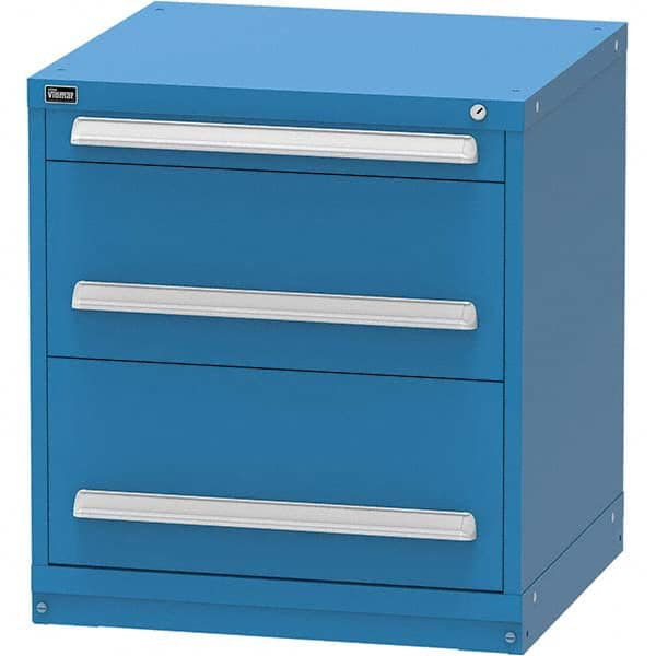 Vidmar - 3 Drawer, 344 Compartment Bright Blue Steel Modular Storage Cabinet - Exact Tooling