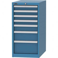 LISTA - 7 Drawer, 45 Compartment Bright Blue Steel Modular Storage Cabinet - Exact Tooling