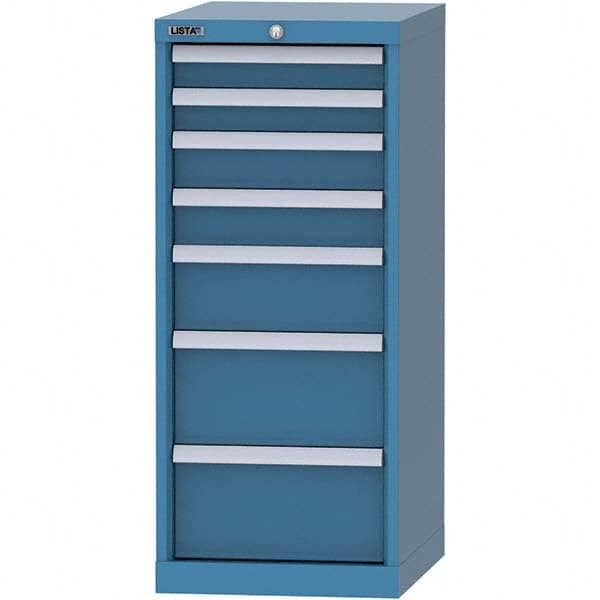 LISTA - 7 Drawer, 216 Compartment Bright Blue Steel Modular Storage Cabinet - Exact Tooling
