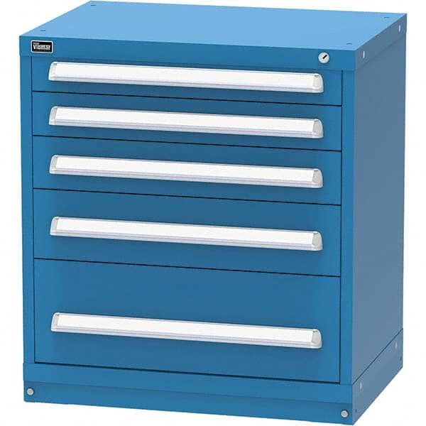 Vidmar - 5 Drawer, 45 Compartment Bright Blue Steel Modular Storage Cabinet - Exact Tooling