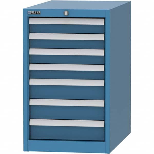 LISTA - 7 Drawer, 45 Compartment Bright Blue Steel Modular Storage Cabinet - Exact Tooling