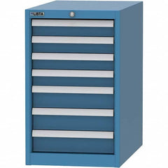 LISTA - 7 Drawer, 45 Compartment Bright Blue Steel Modular Storage Cabinet - Exact Tooling