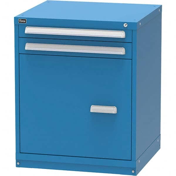 Vidmar - 2 Drawer Bright Blue Steel Modular Storage Cabinet - Exact Tooling