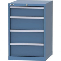 LISTA - 4 Drawer, 99 Compartment Bright Blue Steel Modular Storage Cabinet - Exact Tooling