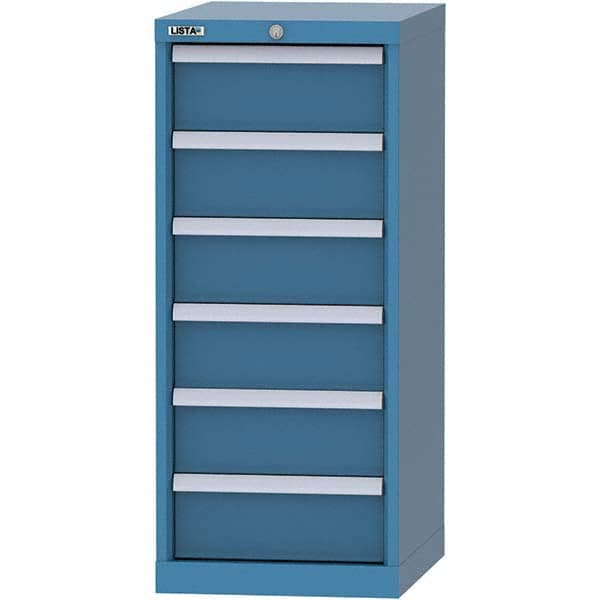 LISTA - 6 Drawer, 216 Compartment Bright Blue Steel Modular Storage Cabinet - Exact Tooling
