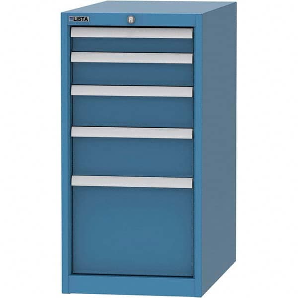 LISTA - 5 Drawer, 45 Compartment Bright Blue Steel Modular Storage Cabinet - Exact Tooling