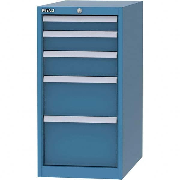 LISTA - 5 Drawer, 45 Compartment Bright Blue Steel Modular Storage Cabinet - Exact Tooling