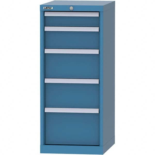 LISTA - 5 Drawer, 216 Compartment Bright Blue Steel Modular Storage Cabinet - Exact Tooling