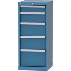 LISTA - 5 Drawer, 216 Compartment Bright Blue Steel Modular Storage Cabinet - Exact Tooling