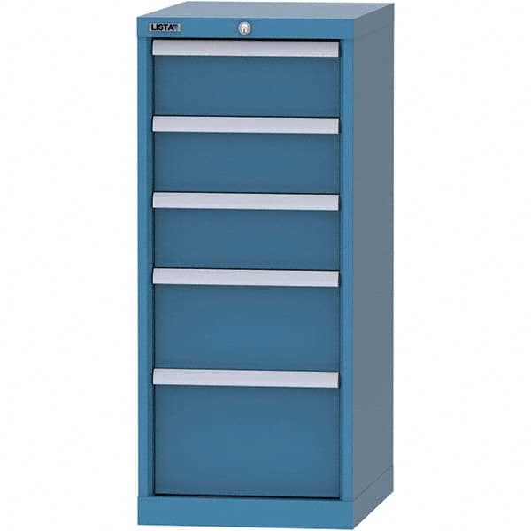 LISTA - 5 Drawer, 216 Compartment Bright Blue Steel Modular Storage Cabinet - Exact Tooling