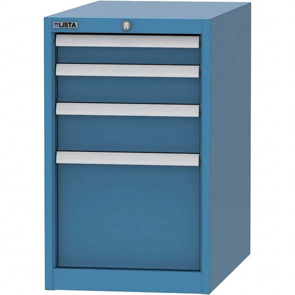 LISTA - 4 Drawer, 45 Compartment Bright Blue Steel Modular Storage Cabinet - Exact Tooling