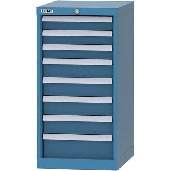 LISTA - 8 Drawer, 216 Compartment Bright Blue Steel Modular Storage Cabinet - Exact Tooling