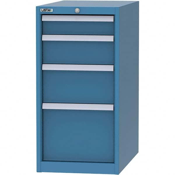 LISTA - 4 Drawer, 45 Compartment Bright Blue Steel Modular Storage Cabinet - Exact Tooling