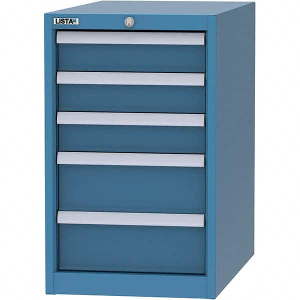 LISTA - 5 Drawer, 45 Compartment Bright Blue Steel Modular Storage Cabinet - Exact Tooling