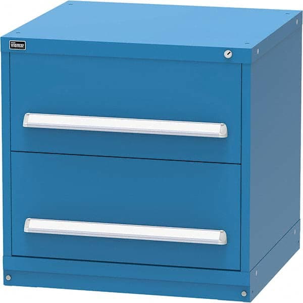 Vidmar - 2 Drawer Bright Blue Steel Modular Storage Cabinet - Exact Tooling