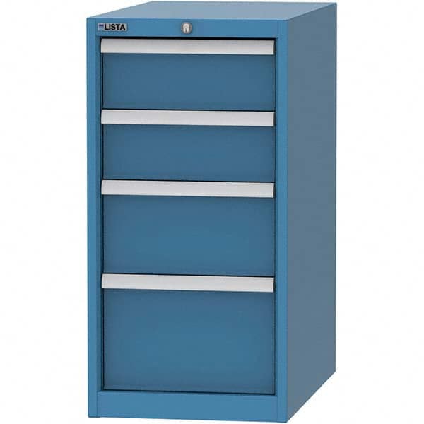 LISTA - 4 Drawer, 45 Compartment Bright Blue Steel Modular Storage Cabinet - Exact Tooling