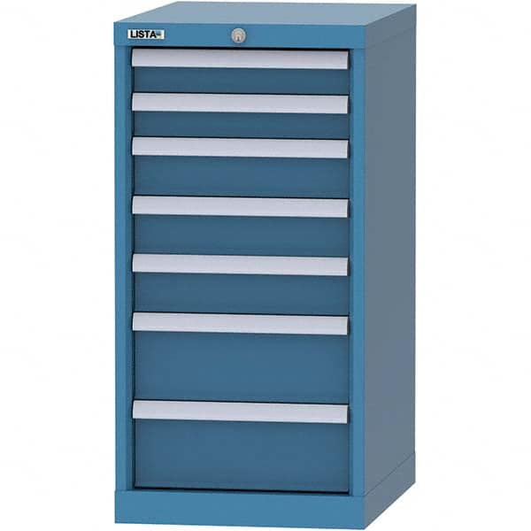 LISTA - 7 Drawer, 216 Compartment Bright Blue Steel Modular Storage Cabinet - Exact Tooling